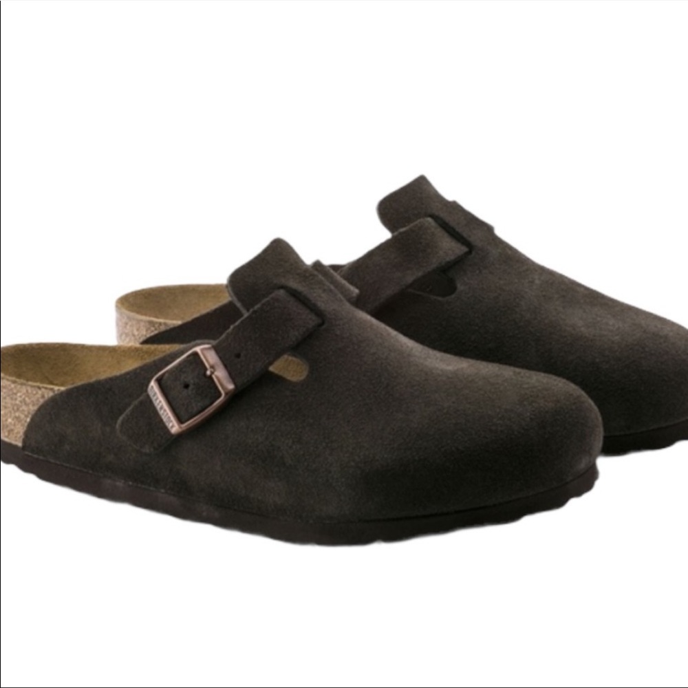 *REPOSH* BIRKENSTOCK Boston Buckled Brown Suede Mules 7